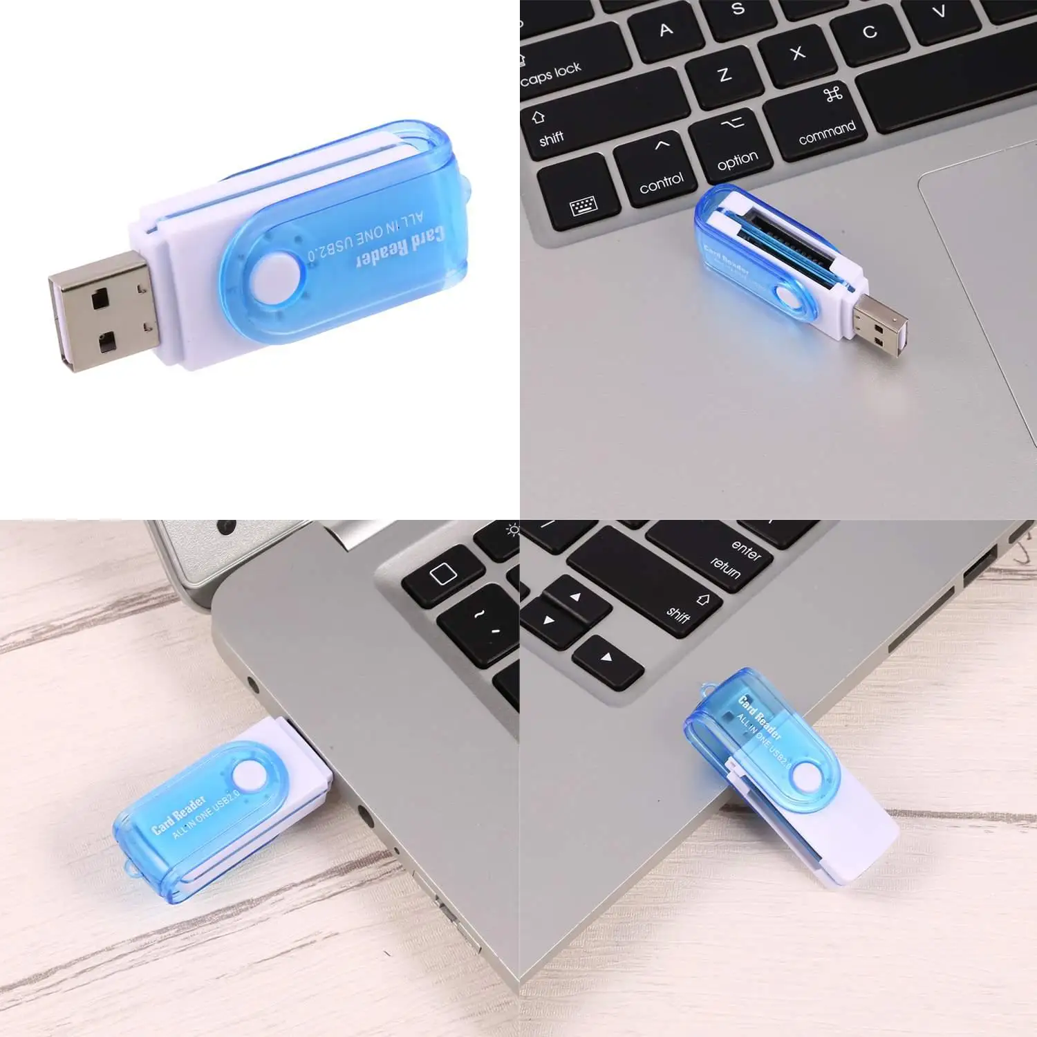 Портативный USB 2,0 High Speed Micro вращающийся многофункциональный памяти Белый Синий SD/SM/TF/M2 кардридер