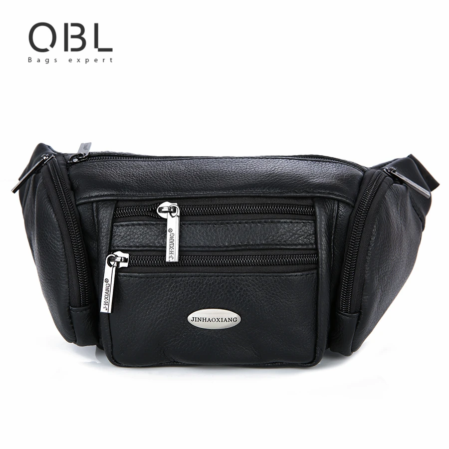 

QiBoLu 2017 Genuine Leather Waist Pack Fanny Pack Bum Belt Bag Men Pouch Pochetes Bolso Cintura Marsupio Uomo Banane Sac MBA67