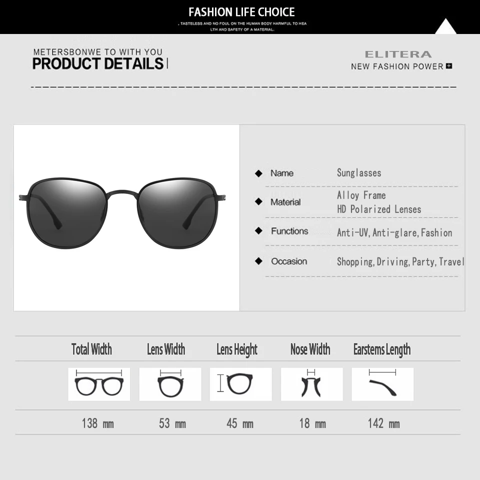 ELITERA мужские роскошные Круглые Солнцезащитные очки женские брендовые дизайнерские ретро обода Солнцезащитные очки с зеркальными стеклами поляризованные солнцезащитные очки