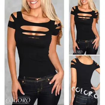 

2016 Summer Style Sexy tanks top Low Cut Black Bust hole exposure Vest Slim Bodycon Tank Tops Blouse Shirt