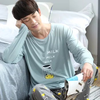 

JRMISSLI Autumn Winter Men's Pajamas Sets Long Sleeved Clothes Home Furnishing Lounge Sleepwear Homewear Large Size
