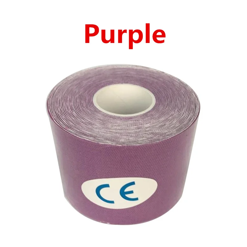 5 см* 5 м эластичная водонепроницаемая Спортивная кинезиологическая лента повязка для мышц хлопок клейкая спортивная травма защита мышц - Цвет: Фиолетовый