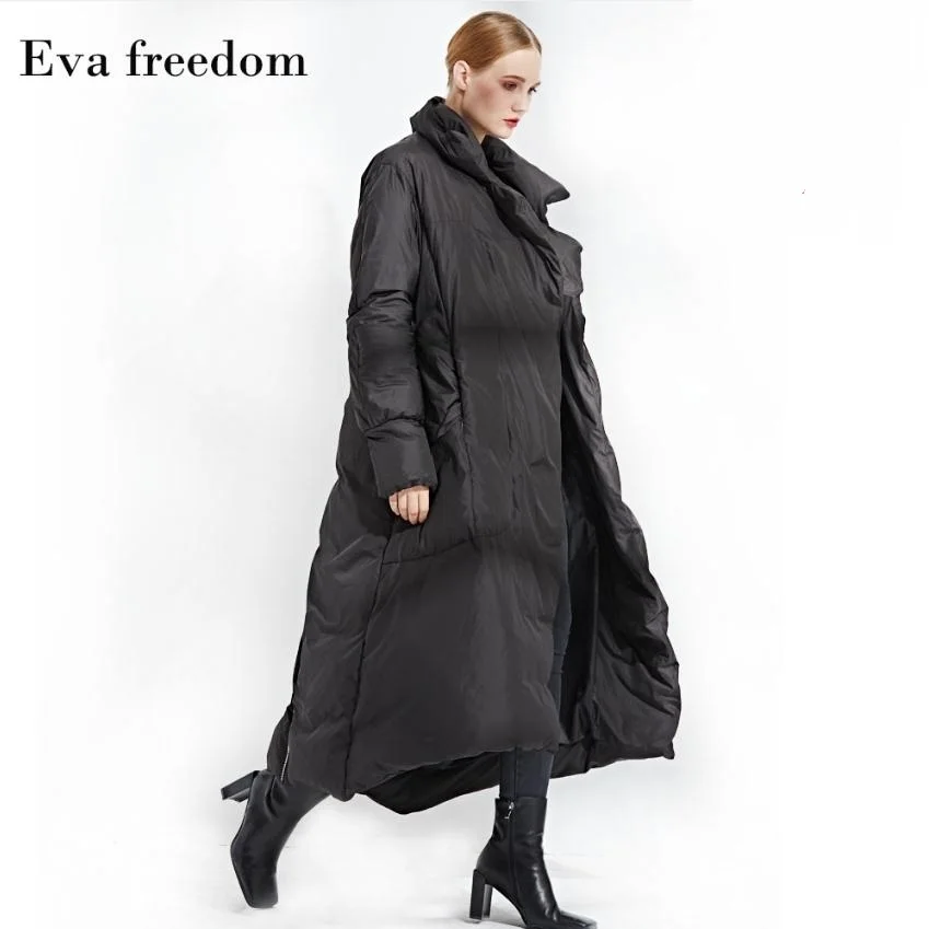 

2019 Winter loose style good quality 90% real duck down coat female high collar thicker long warm down coats wq118 dropship
