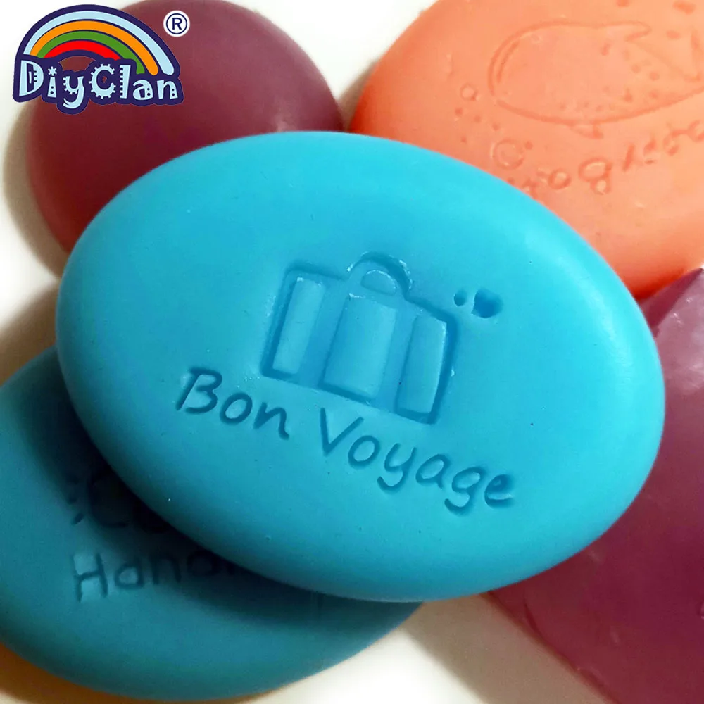 

Bon Voyage Handmade Soap Making Stamp NEW Bag Pattern Clear Diy Natural Organic Stamps Glass Soap Seal Acrylic Chapter Tools0325