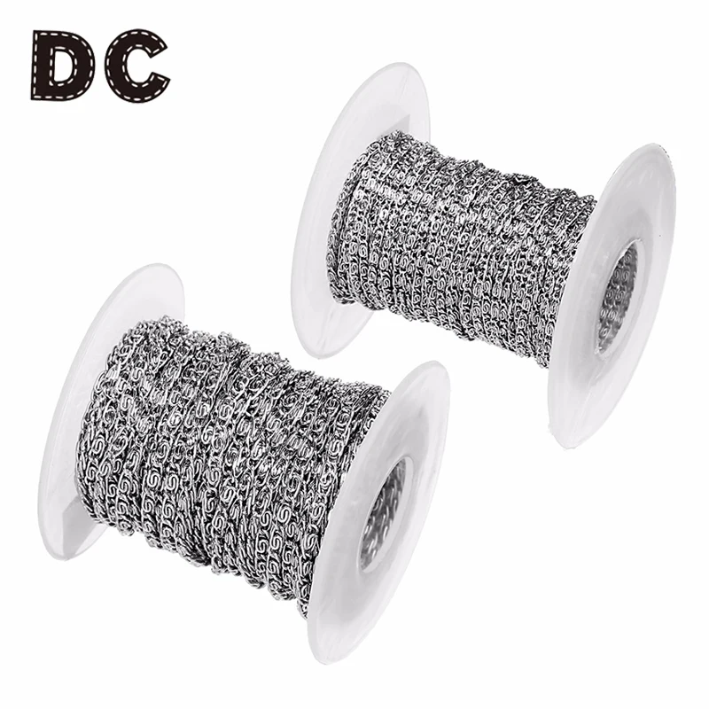 

DC 10Yards/Roll 2mm 3mm Width Silver Stainless Steel Twisted Chain Jewelry Bulk Chains for Necklaces Bracelets Jewelry Making