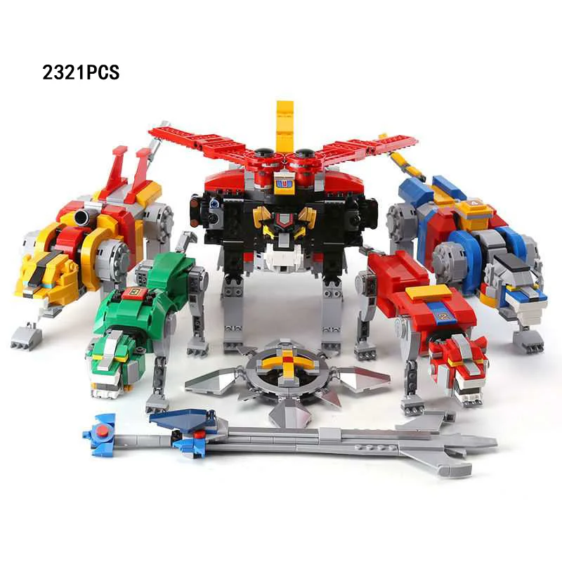 

Classic Defender Universe super robot lion Voltron 5in1 building block base with light bricks 21311 toys collection for gifts