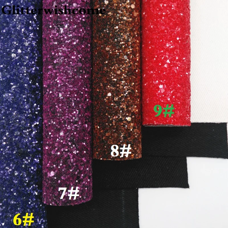 Glitterwishcome 21X29 см A4 Размеры синтетическая кожа, темные Цвета с эффектом блестящей кожи, тканевый Виниловый фон для банты, GM040A