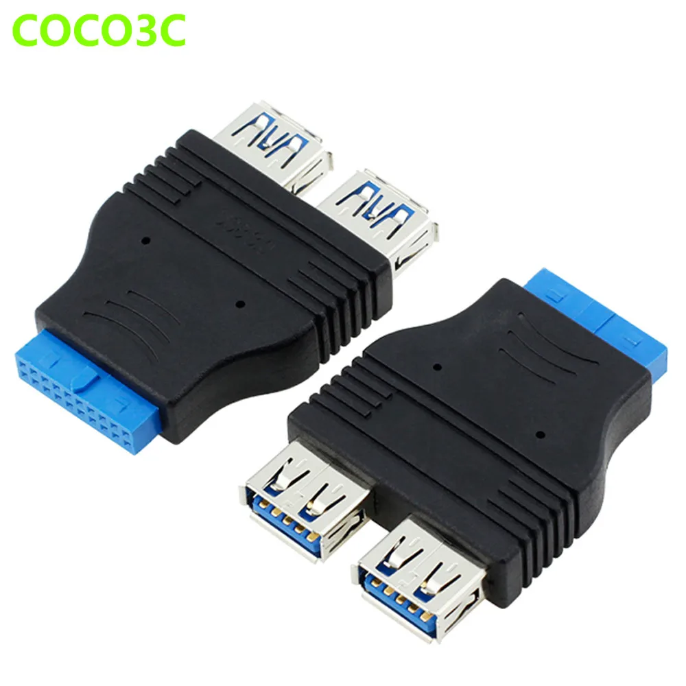 19pin USB 3,0 pin Женский Разъем для двойной USB3.0 женский порт конвертер карта 20P на 2 порта usb3.0 адаптер