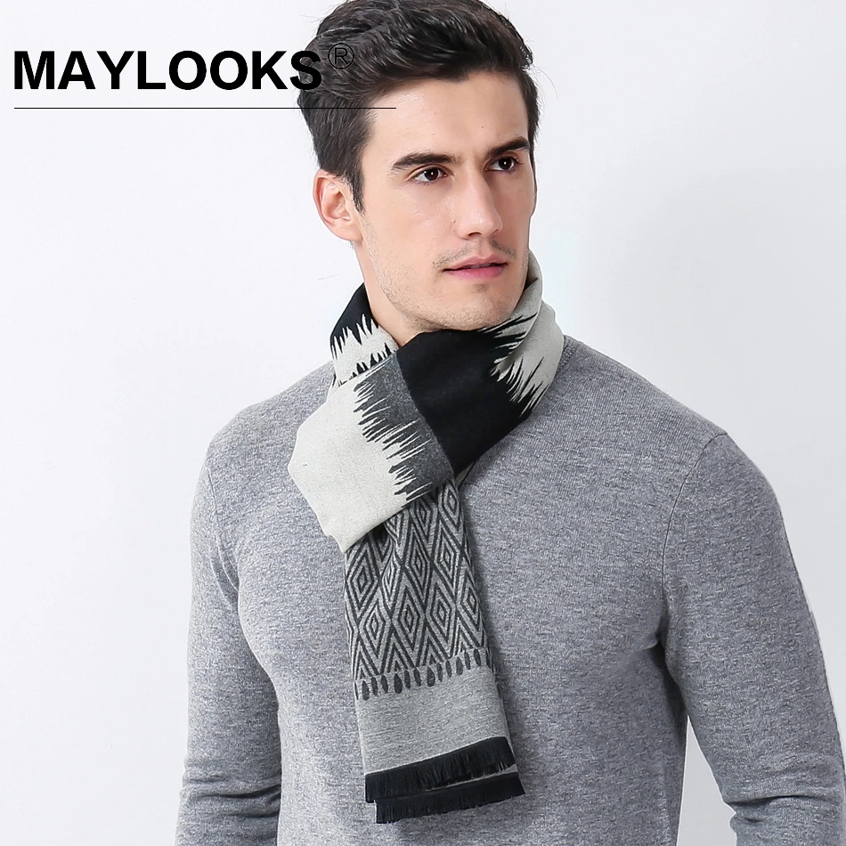 Maylooks Роскошные зимние теплые шерстяные кашемировые шарфы толстый Лабиринт