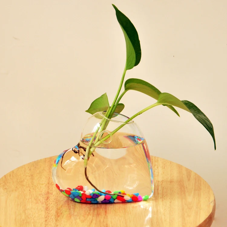В форме сердца подвесная стеклянная ваза подвесная гидропонная ваза растение для украшения дома