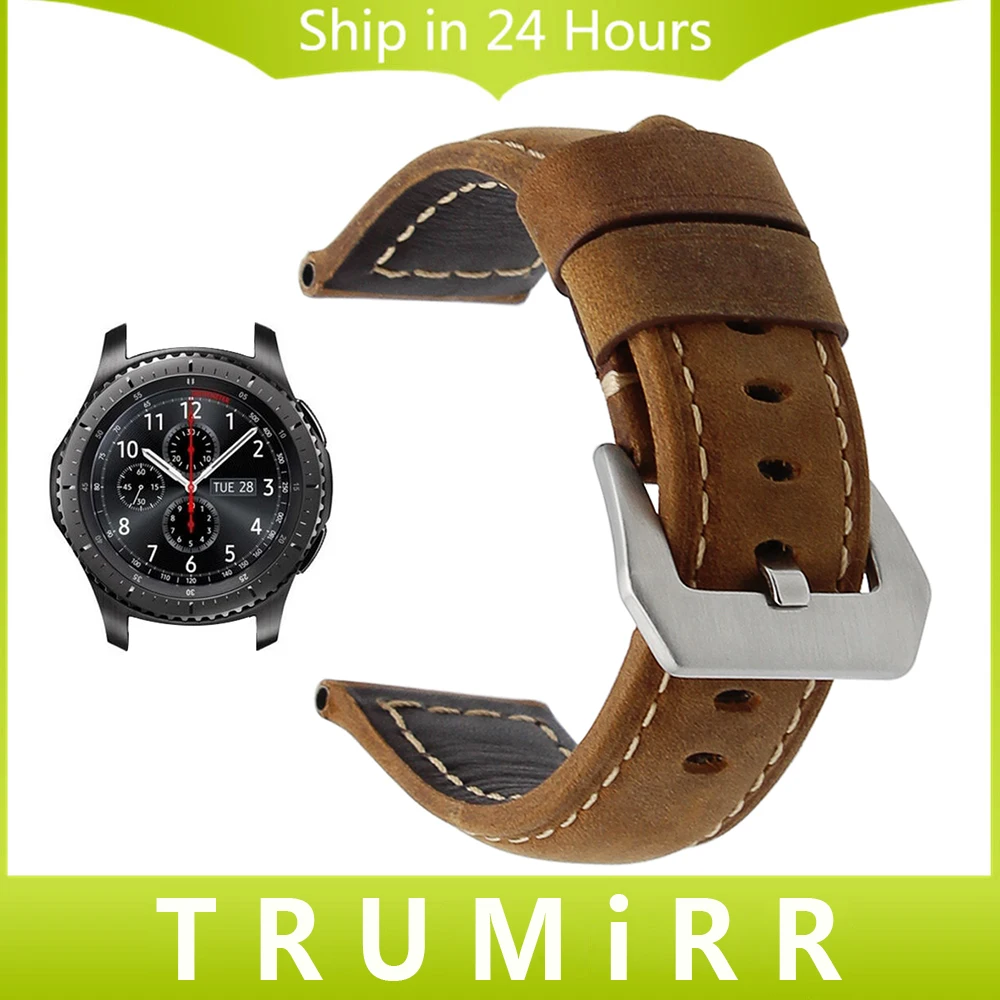 22mm Genuine Leather Strap for Samsung Gear S3 Classic Frontier Smart