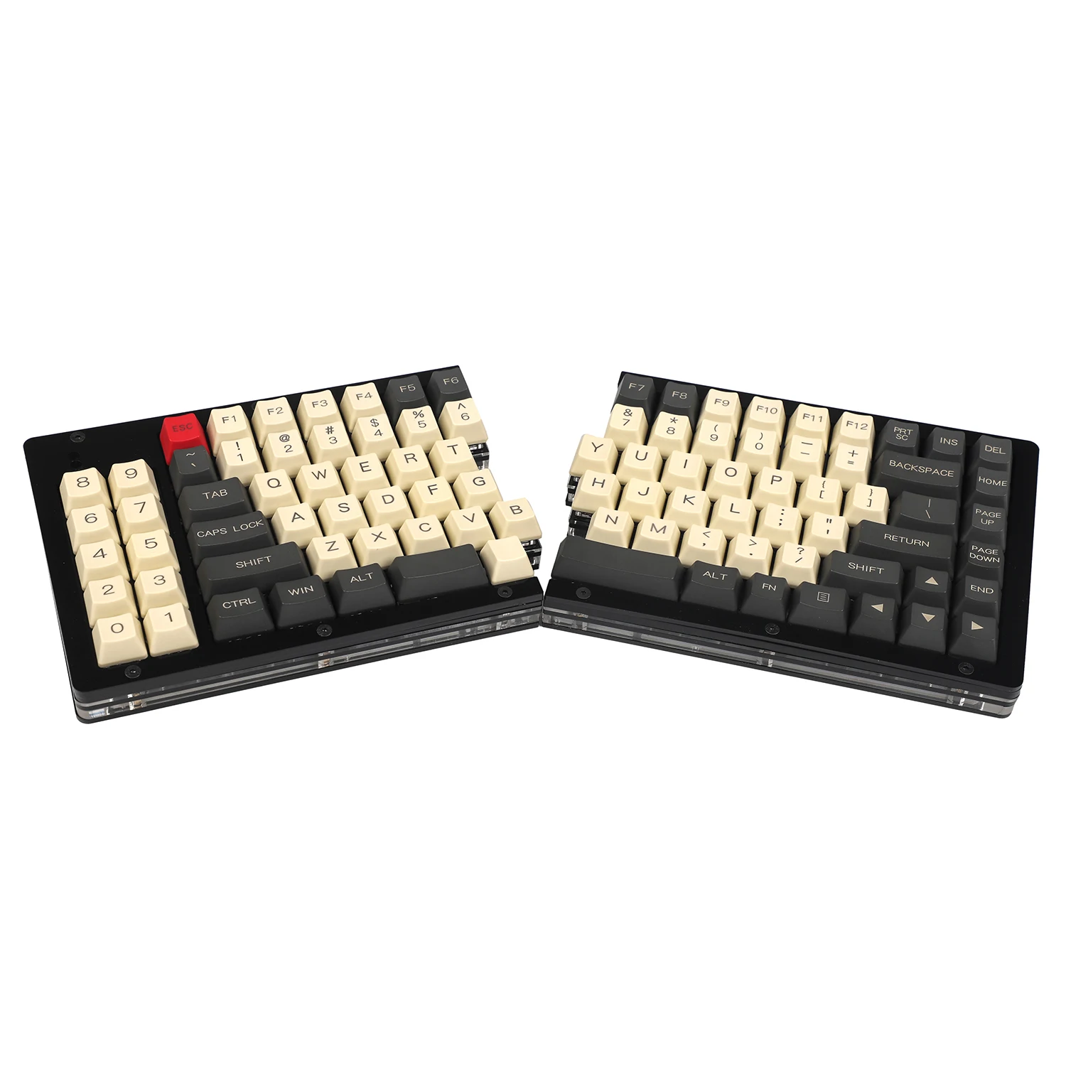 분할 75% SP84 아크릴 케이스 플레이트, 언더글로우 RGB 완전 프로그래밍 가능 PCB 안정기, ANSI ISO DIY 키트, VEA 레이아웃과 유사