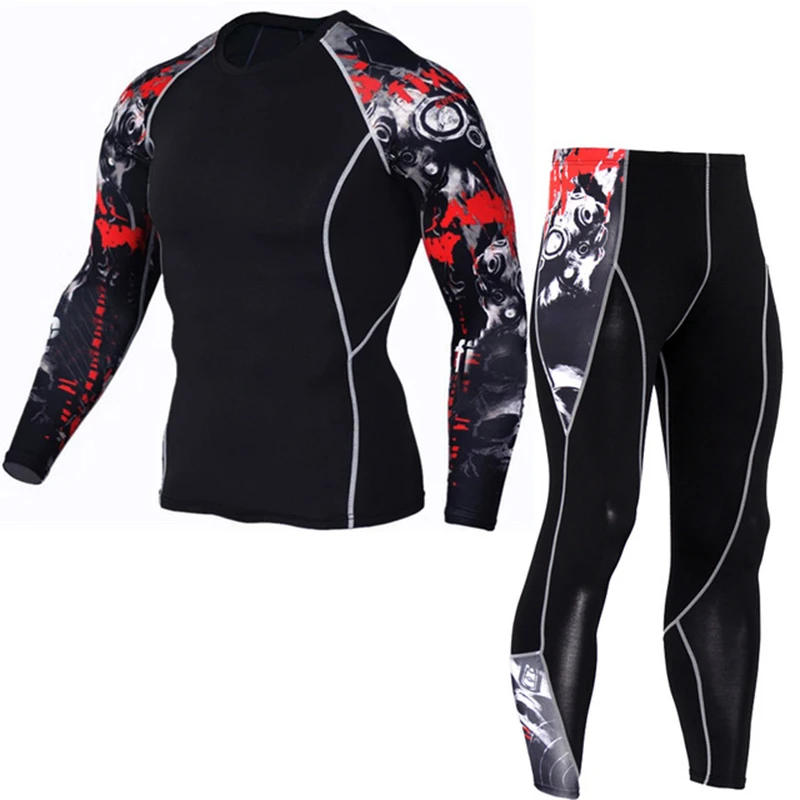 Men's Skin-Tight MMA Workout Fitness Suit Compression Shirts +Pants Rashguard Clothing Tracksuit Set Sweatshirt 2018 High Qualit Men's Skin-Tight MMA Workout Fitness Suit Compression Shirts +Pants Rashguard Clothing Tracksuit Set Sweatshirt 2018 High Qualit
