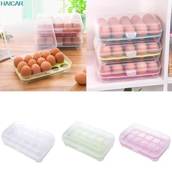 

15 Eggs plastic Storage Box Single Layer Refrigerator Food Airtight Storage container Levert Dropship 3MAR15