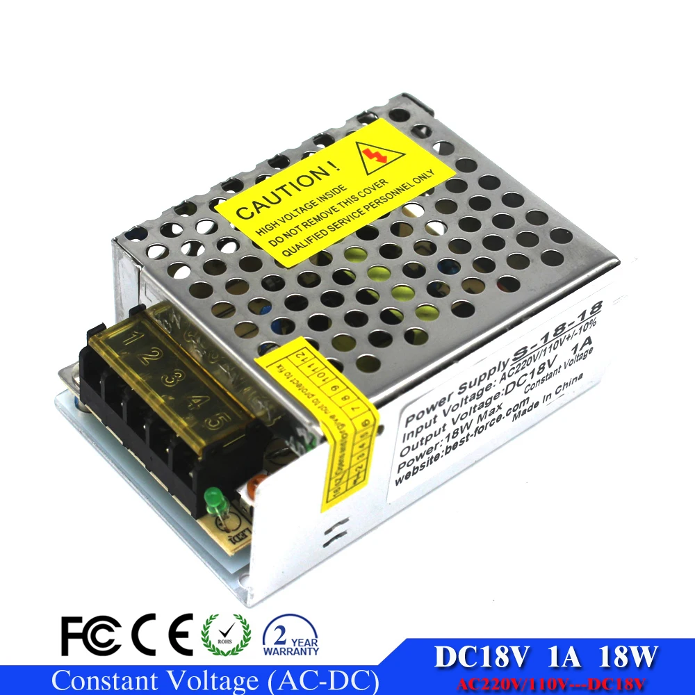 

18W 18V Adjustable Power Supply DC 18 Volt SMPS 1A Led Driver For Electrical Equipment & Supplies LED Strip Lamp