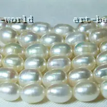 Прядь 8-9 мм белый рис овальной формы пресноводные жемчужные бусины