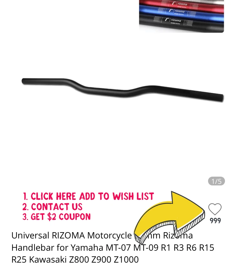 Универсальный руль RIZOMA для мотоцикла 22 мм Rizoma Yamaha MT 07 R1 R3 R6 R15 R25 Honda CB50R CB500X NC700X|Руль