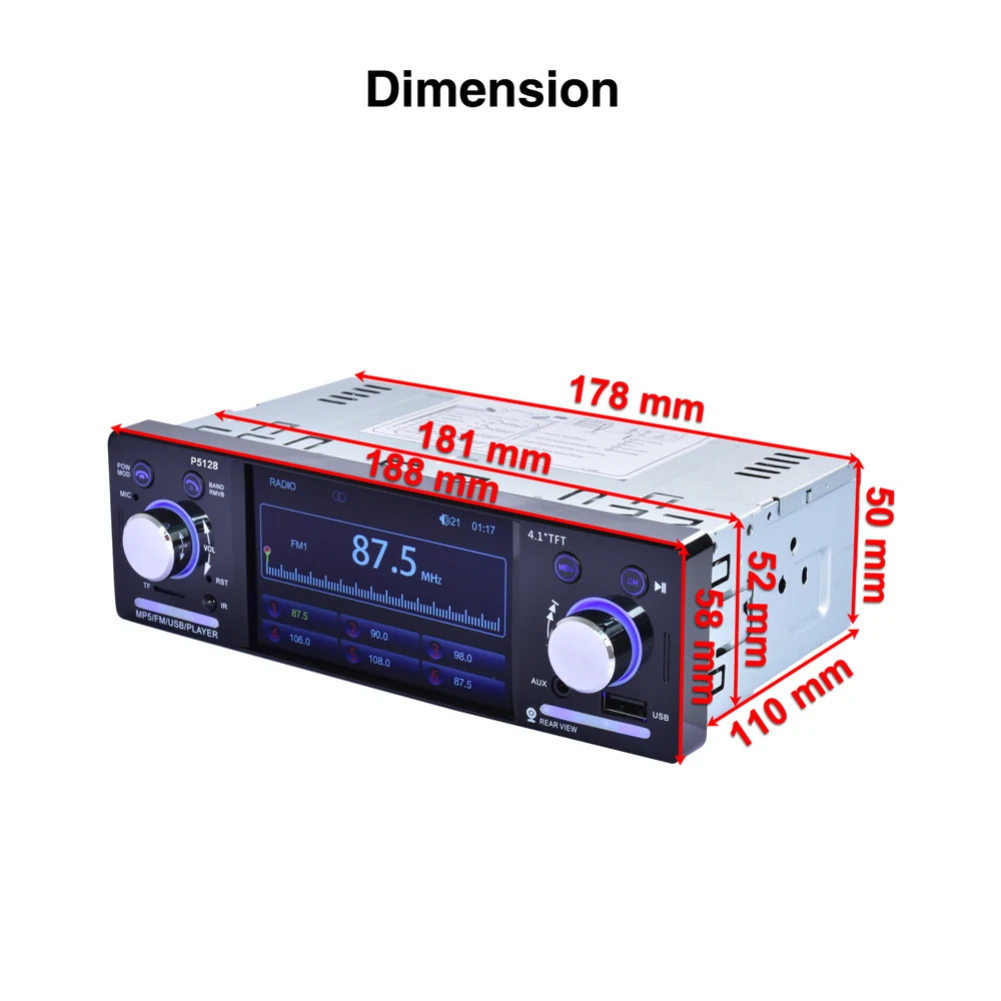 1 DIN автомобильный стерео 4," HD Автомобильный аудио Bluetooth аудио видео MP3 MP5 плеер FM радио с объективом заднего вида