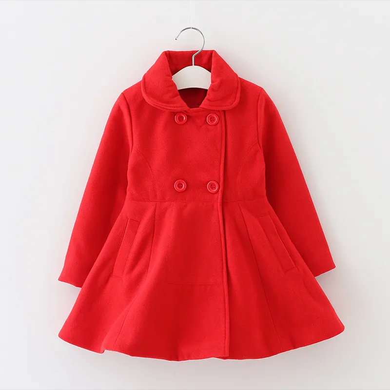 New 2016 Fashion Girls Wool Coat Children Autumn Winter Jackets Candy ...