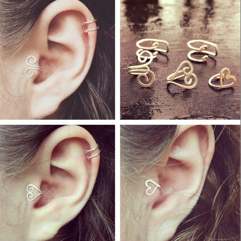 Single Earring Unique New Alloy Branch Tragus Piercing Earring For Women Non Piercing Clip Earring 2019