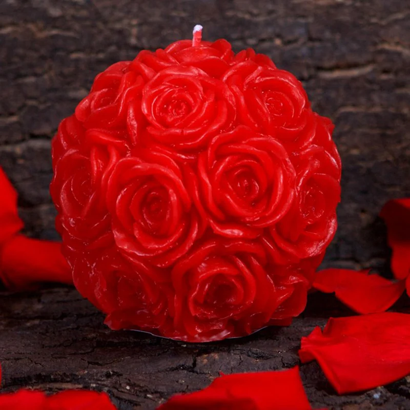 

Silicone Candle Mold 3D Rose Ball Aromatherapy Candle Soap Mould Craft Resin Clay Decorating Tool