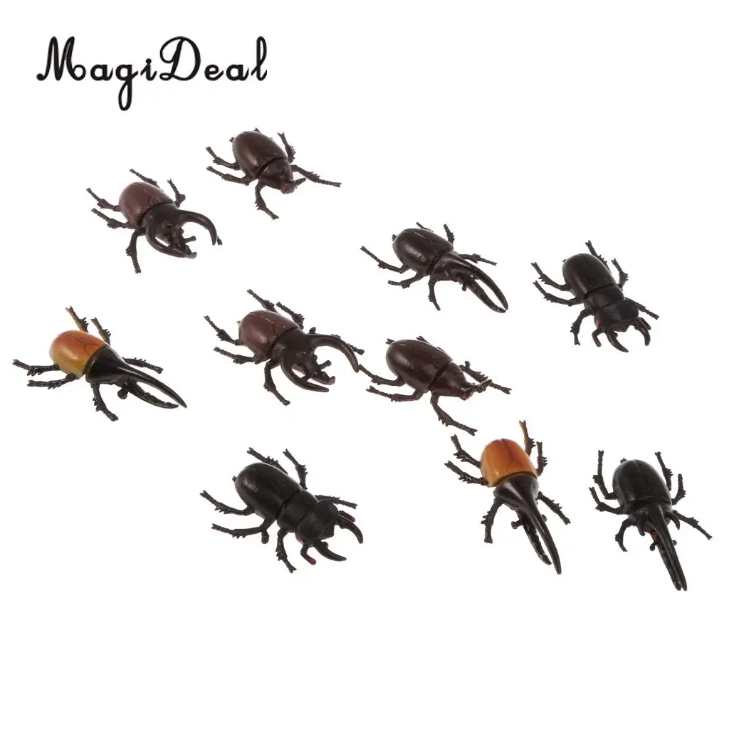 MagiDeal Lot 10 Plastic Vivid Beetles Insect Model Zoo Animal for Kids Party Favor Bag Filler Magic Prop Party Decoration Toy