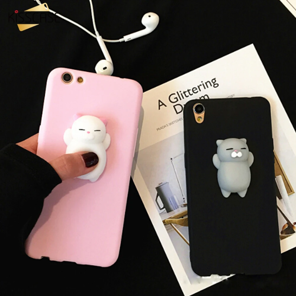 

KISSCASE Squishy Cute Cat Phone Cases For iPhone 6 6s 7 Plus 5 5s SE Case 3D Cartoon Lovely Soft Silicone Cover For iPhone 8 7 6