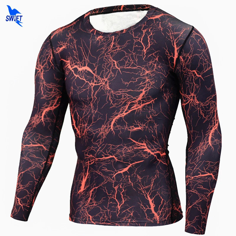 Men Compression Shirts MMA Rashguard Keep Fit Fitness Long Sleeves Base