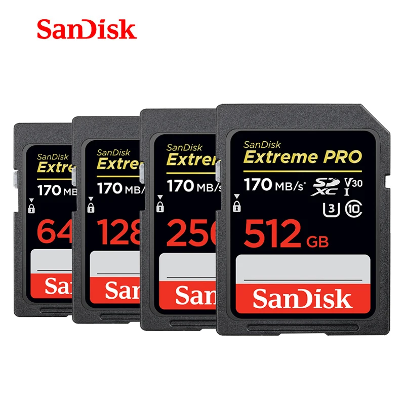 Двойной Флеш-накопитель SanDisk Extreme PRO SD Card 64 Гб 128 UHS-I Class10 SDXC карты памяти SDHC карты памяти 170 МБ/с. C10 U3 V30 4K для цифровых фотоаппаратов с защитой от краж