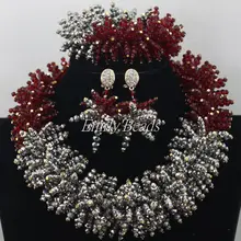 В нигерийском стиле Бусины Ювелирные наборы Африканский костюм свадебный Кристалл Бусины комплект ювелирных изделий партии женщина Ювелирные наборы aij091