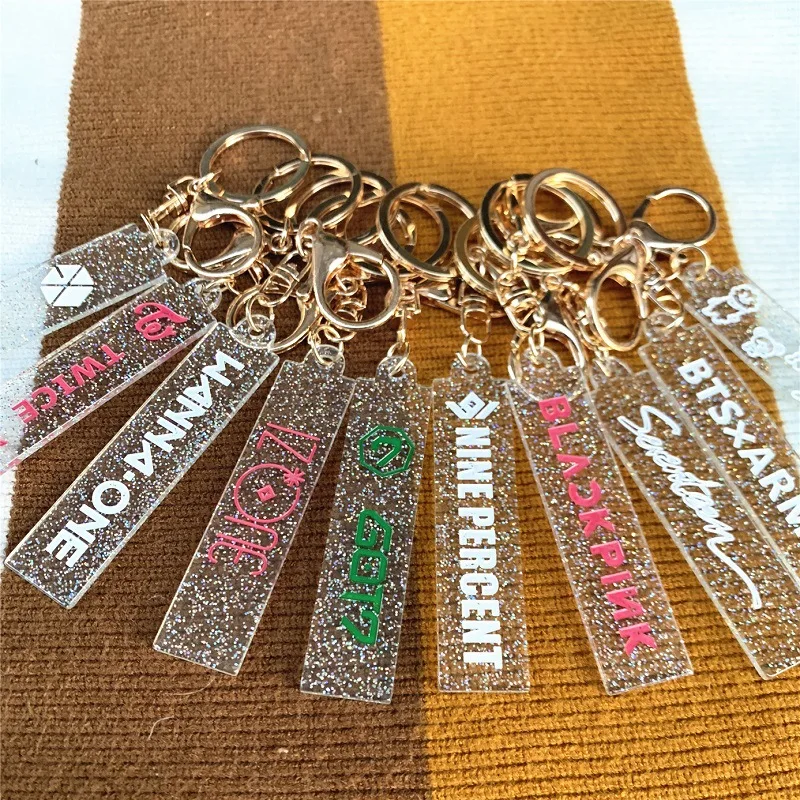 

New Kpop BTS Bangtan Boys Acrylic Keyring Holder BLACKPINK EXO GOT7 IZONE TWICE Keychain Key Ting Bag Pendant Ornaments 8cm