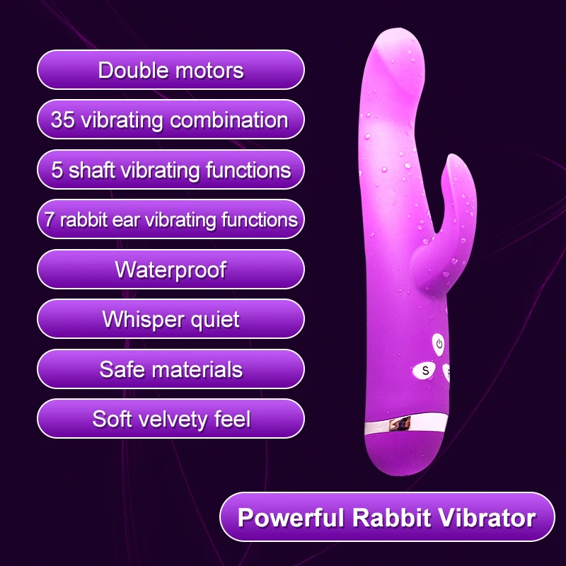 Вибратор Durex Rabbit 5 скоростей 2 двигателя вибрирующий водонепроницаемый