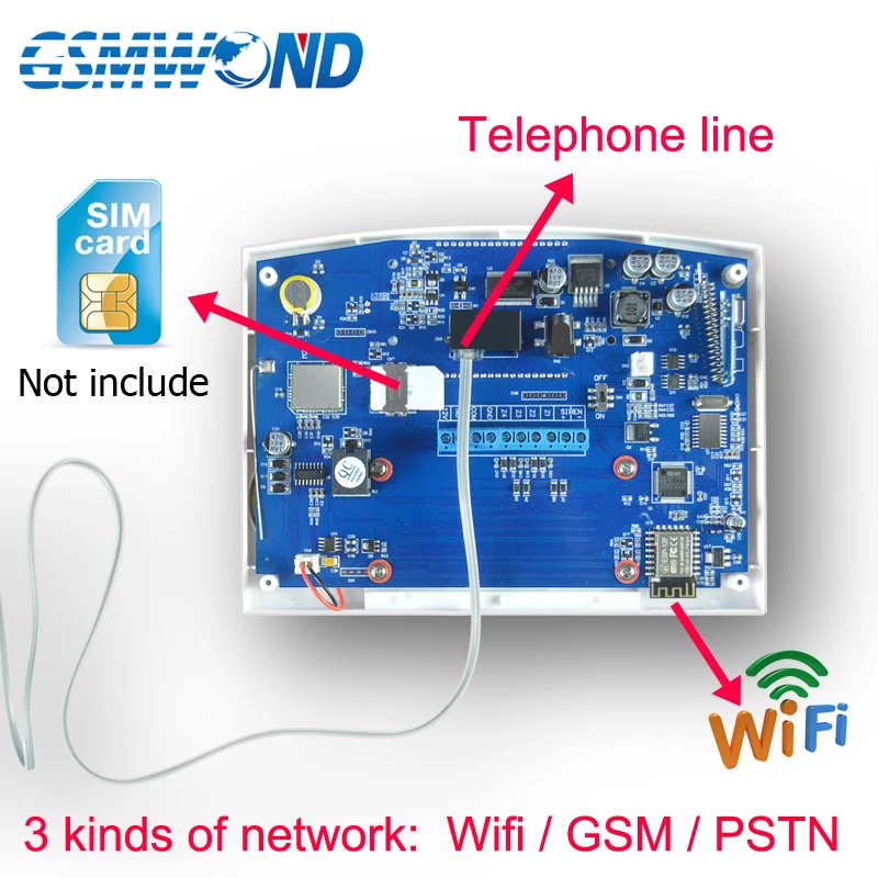 Sistema de Alarme do Assaltante Alarme de Segurança Mhz sem Fio Wifi Pstn Casa Sensor Detector Gravação Discagem Automática Ios Android App Gsm 433 4 do assaltante 433 mhz sem fio sensor