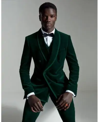 2018 Latest Coat Pant Designs Christmas Dark Green Velvet
