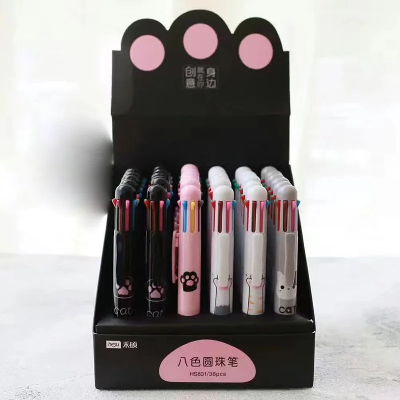 

8 Color Cute Cat Paws Ballpoint Pen Colorful Drawing Pen Office School Supply Student Stationery