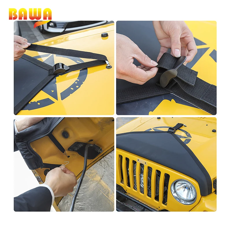 Автомобильные чехлы BAWA для Jeep Wrangler TJ 1997 2006 крышка двигателя украшение головки