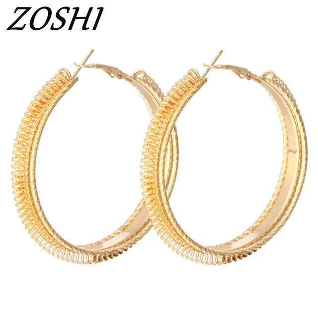 Vintage Circle Hoop Earrings Matte Gold Color Earings Vintage Circle Hoop Earrings Matte Gold Color Earings For Women Long Earring Jewelry