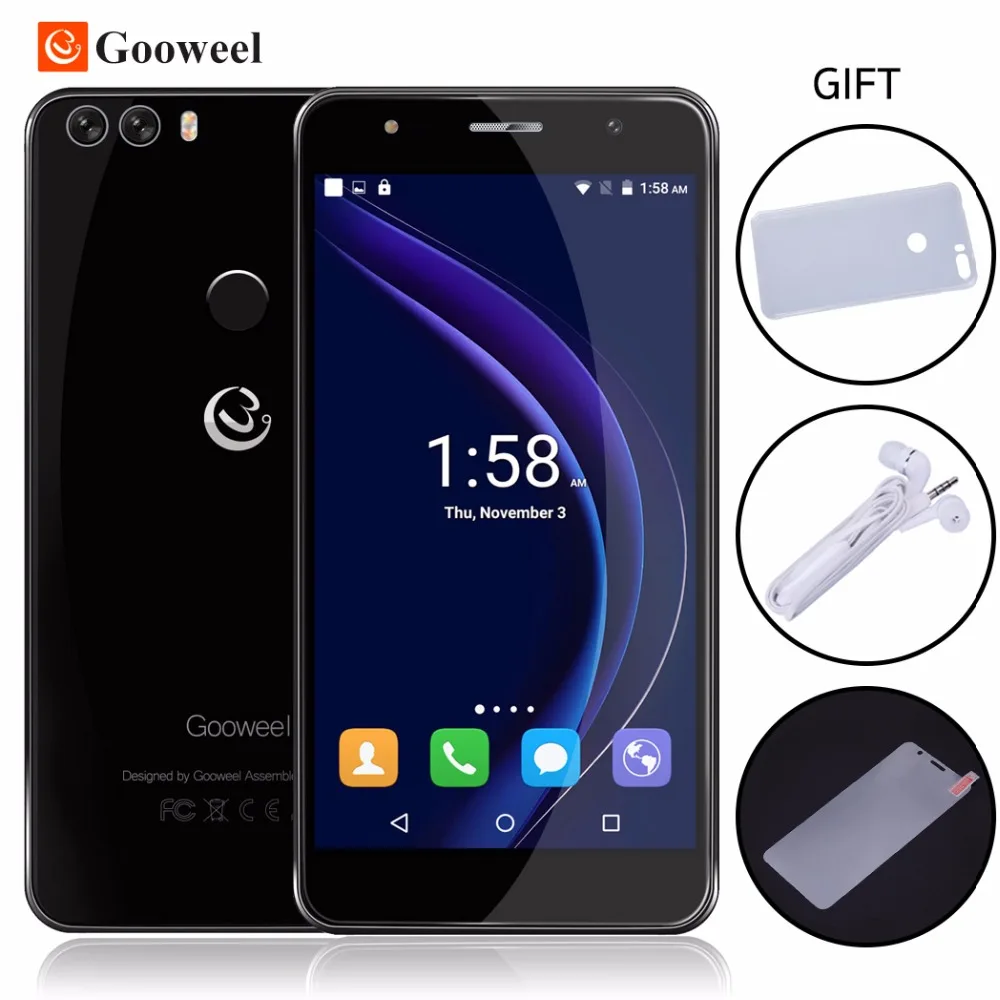 Original Gooweel M8 Mobile phone MT6580 Quad core 5 5inch HD IPS 2 5D Glass Smartphone