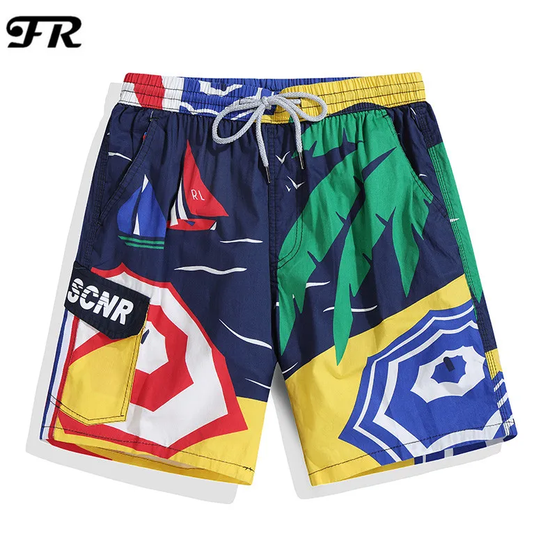 

FR New Men's Beach Shorts,Men's Quick-Drying Cotton Board Shorts,Male Casual Holiday Board Shorts