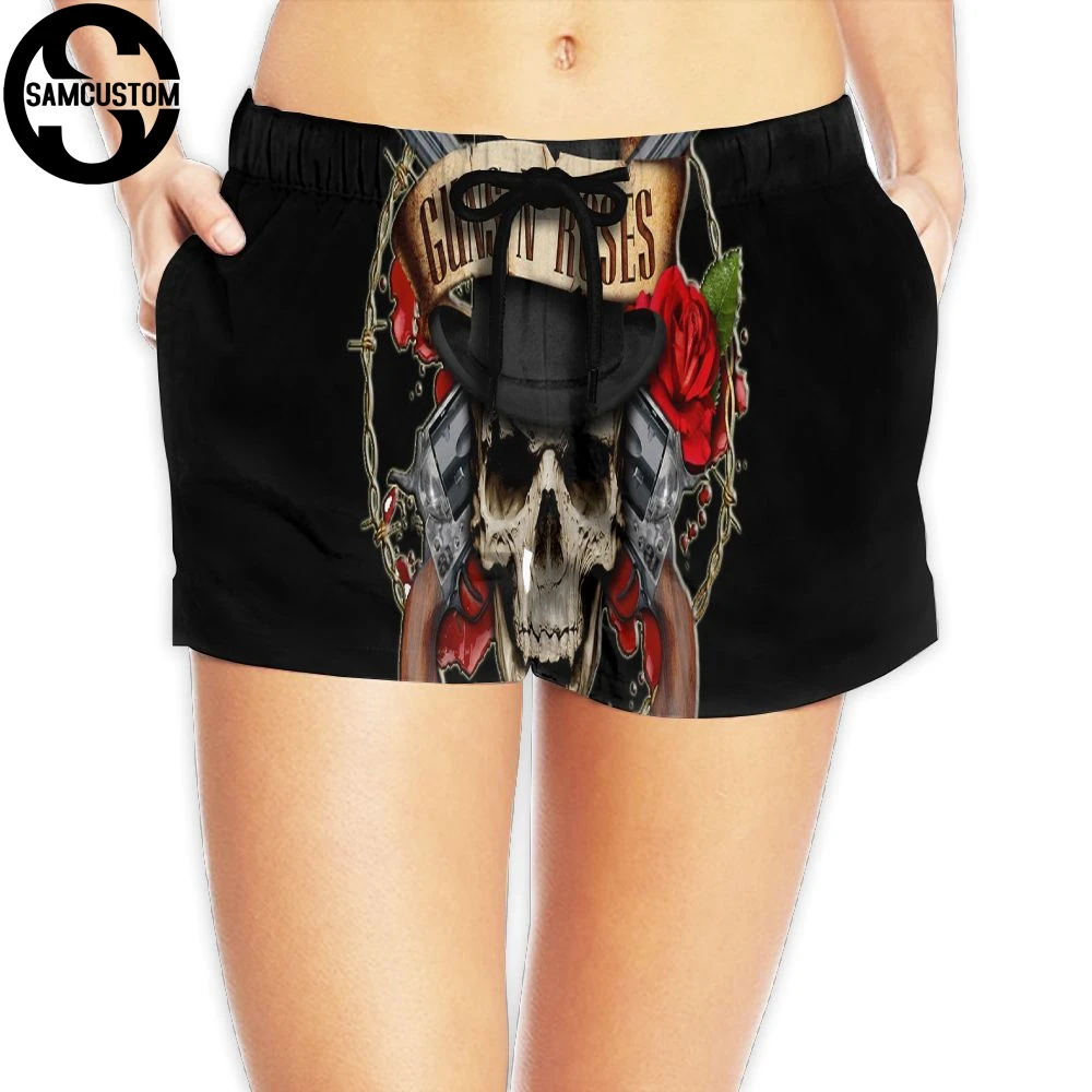 SAMCUSTOM nuevas mujeres de secado rápido playa pantalones cortos casuales Guns N' Roses impresión 3D personalizado chica pantalones caseros|Pantalones cortos| - AliExpress
