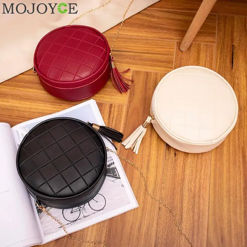 المرأة البسيطة جولة أكياس بلون منقوشة شنطة كتف المرأة صغيرة جولة شرابة Crossbody أكياس المحافظ براثن المرأة البسيطة جولة أكياس بلون منقوشة شنطة كتف المرأة صغيرة جولة شرابة Crossbody أكياس المحافظ براثن