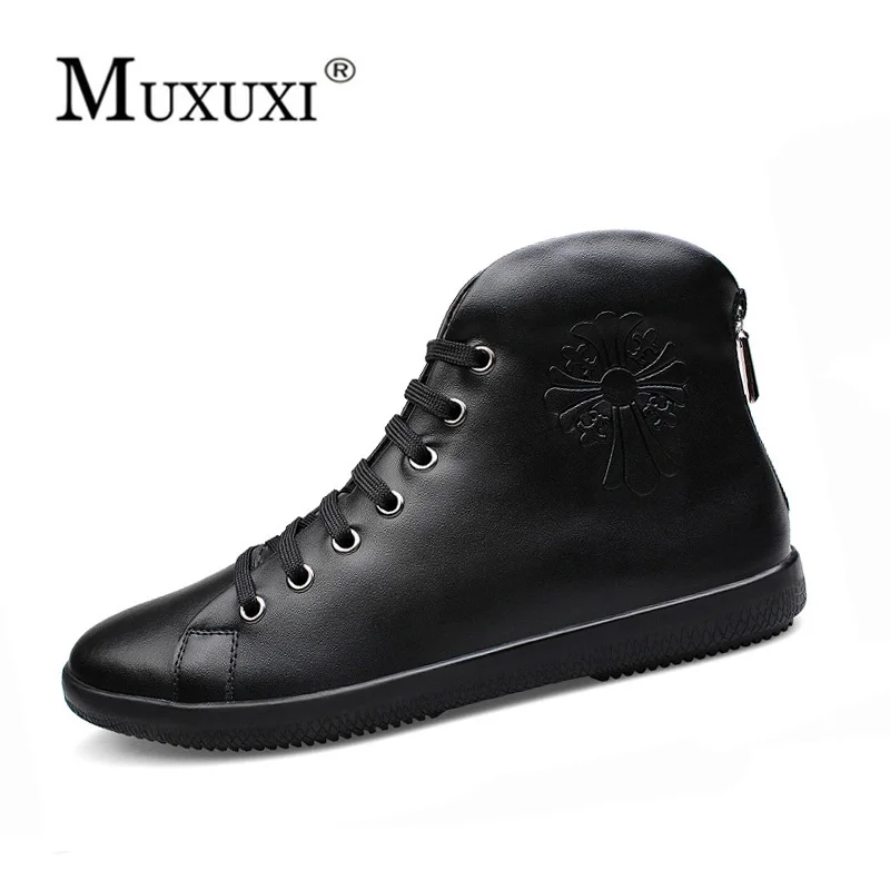

Big Size 38-46 Autumn Winter Warm Fur Men Boots Top Quality Handsome Comfortable Brand Genuine Leather Casual Boots