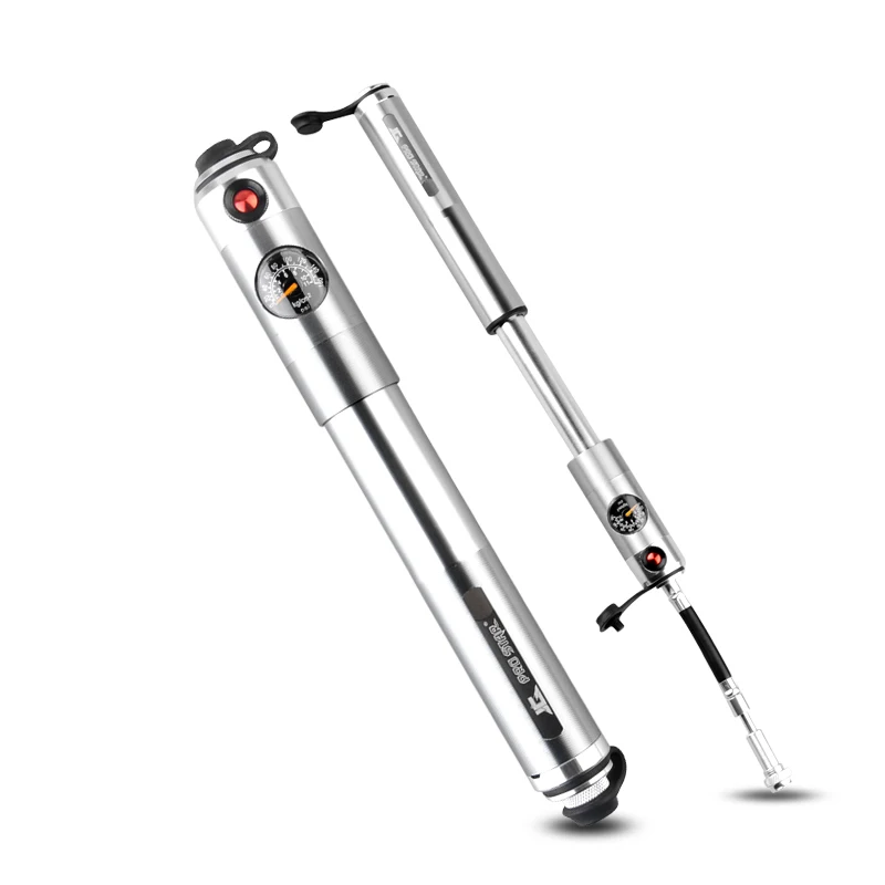 

Mini Portable Bicycle Pumps with Gauge 100 PSI High Pressure Pump Hose Air Inflator Schrader Presta Shock Fork Tire Bike Pump