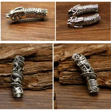 5 шт./лот тибетский серебряный дракон, подвязанные лентой, с объемной волной, дредлоки, для увеличения объема, бусины-трубки 7,6 мм