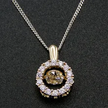 Изысканные Ожерелья Стерлингового Серебра 925 Танцы CZ Кристалл Кулон Ожерелье Желтый Позолоченные Женщины Ювелирные Изделия с Цепи