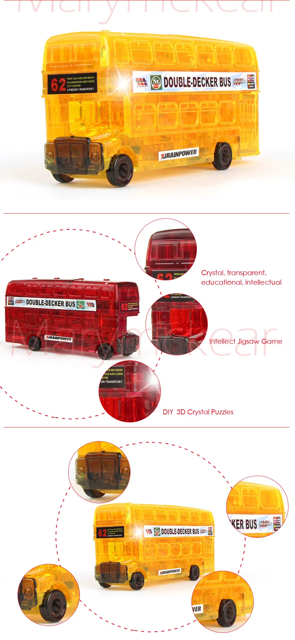 Двухэтажный автобус кристаллическая головоломка 3d головоломка Bricolage Enfant транспорт Пазлы детские головоломки игры подарок для детей