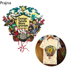 Prajna нашивка на заказ с котом, утюжок для футболки, печатная ткань, горячая виниловая термопечать, наклейки для одежды, сделай сам