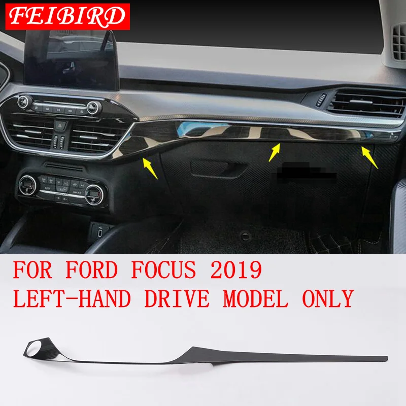 

ABS / STAINLESS STEEL Interior Dashboard Central Control Console Panel Strip Lid Cover Trim For Ford Focus 2019 Left-Hand Drive