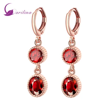 

Stylish Rose gold jewelry Garnet Dangle earrings fashion jewelry for women E2030
