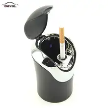 ONEWELL 1 шт. портативный светодиодный автомобильный Пепельница Универсальный сигаретный цилиндр держатель в форме раскладушки автомобильный Стайлинг